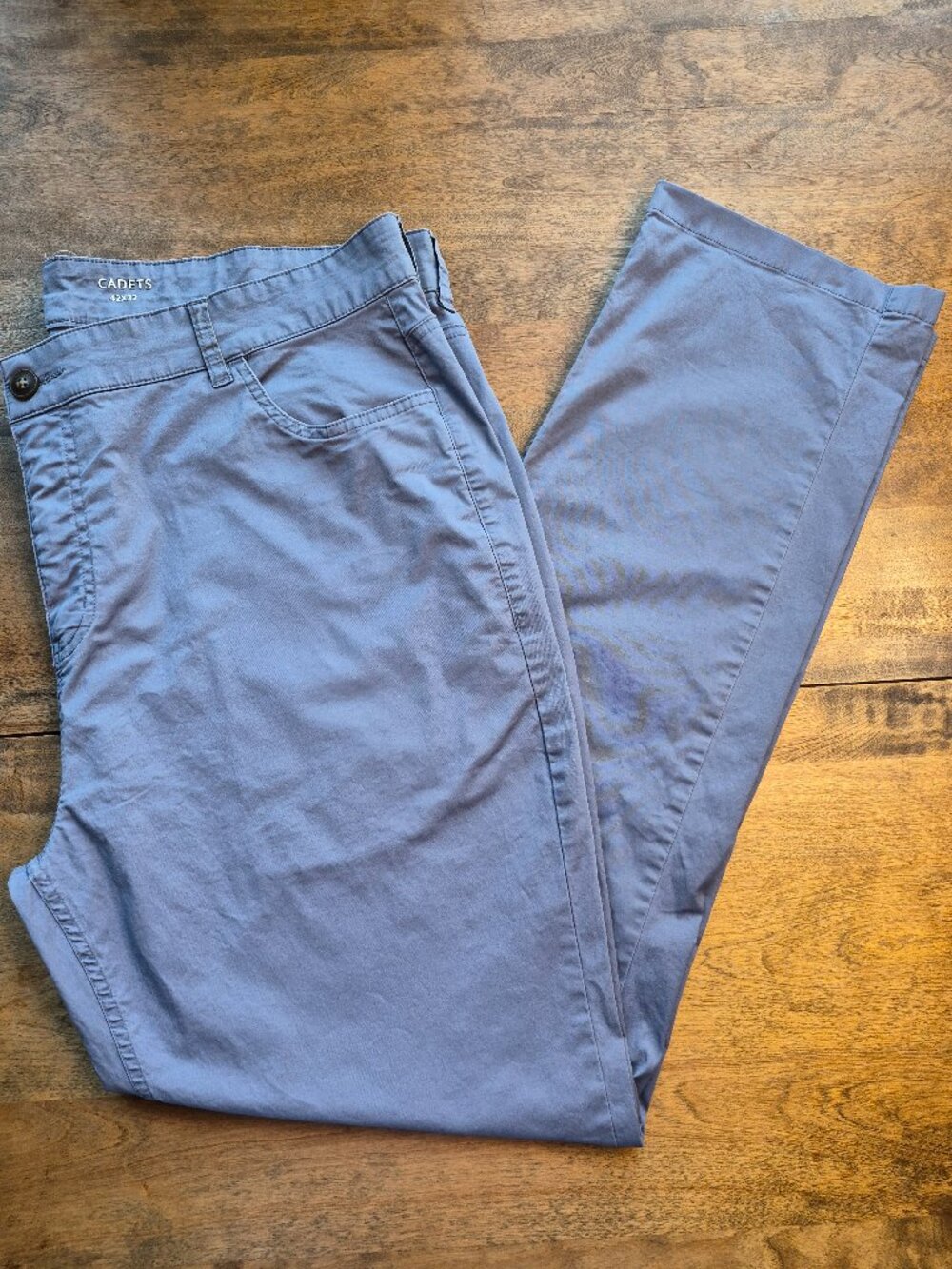 Mugsy Cadets Pants Mens 42x32 Blue Lightweight Chino Stretch Cotton